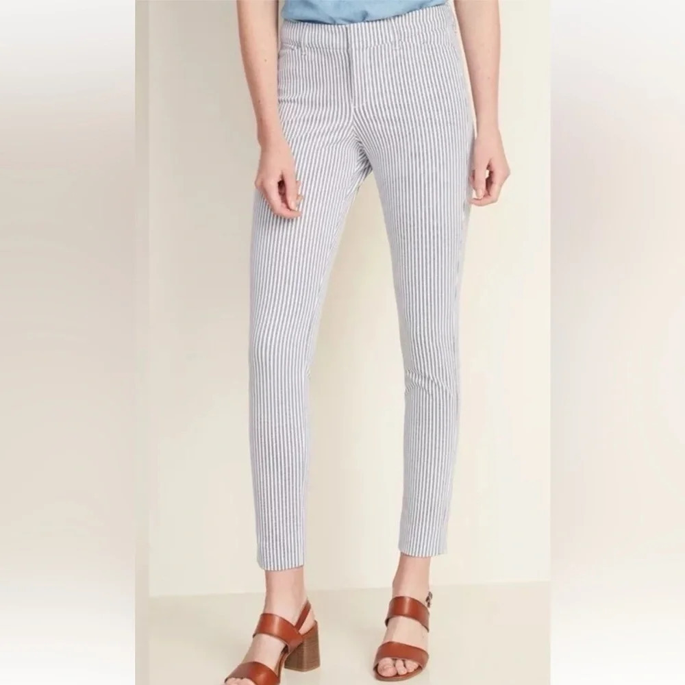 Old Navy‎ Pixie Chino Pants Railroad Stripe Blue White Womens Size 2 (788)